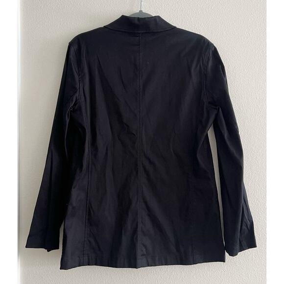Chicos Black Cotton Classic Blazer Lightweight Jacket Size 1 - Picture 2 of 6